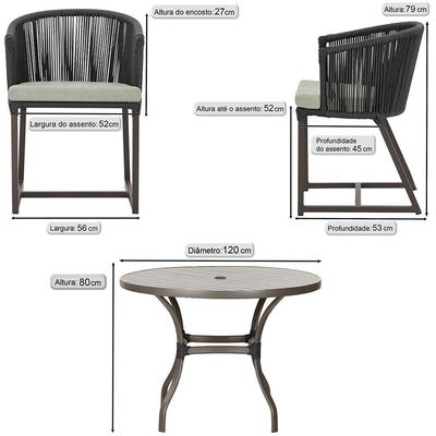 Mesa Com 6 Cadeiras Jantar Noronha Marrom E3 Trama Original Preto