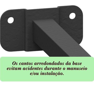 Suporte Refletor Base Reta Braço 60 Cm Preto