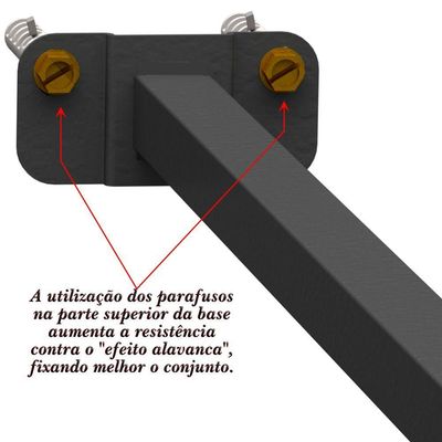 Suporte Refletor Base Reta Braço 60 Cm Preto