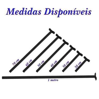 Suporte Refletor Base Reta Braço 60 Cm Preto