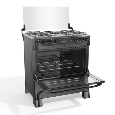 Fogão Mueller 5B Com Mesa De Inox Mfi5bb Preto Fosco