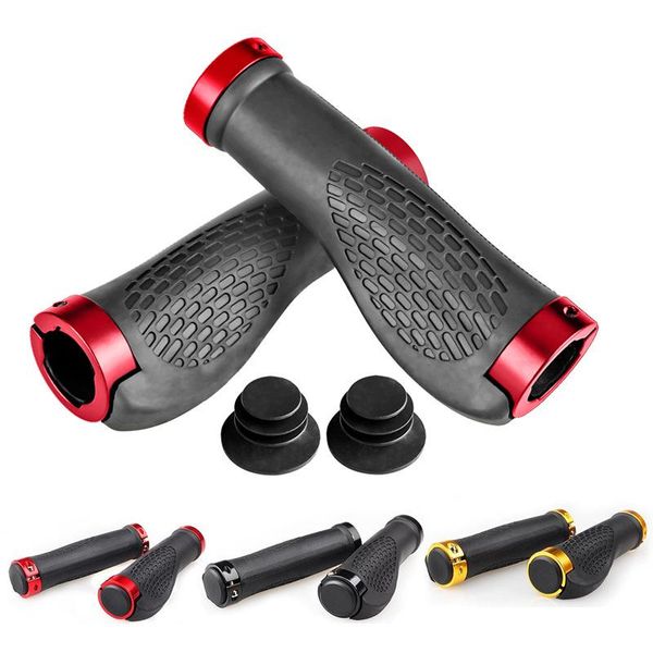 Empunhadura de Borracha para Bicicleta Antiderrapante MTB Liga de alumínio / vermelho