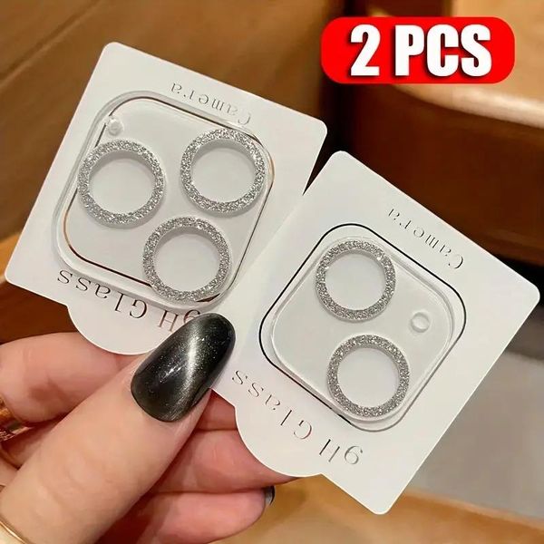 Protetor de Lente de Câmera em Vidro Temperado Brilhante para iPhone 15 e Anteriores iphone 13 mini / prata