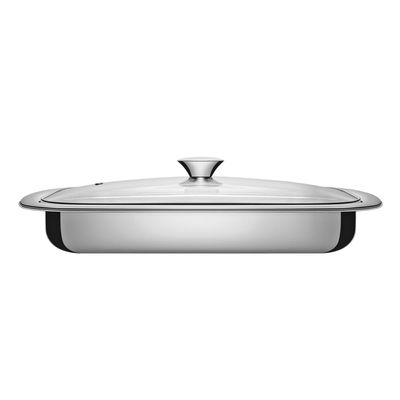 Assadeira Tramontina Cosmos Retangular em Aço Inox com Tampa de Vidro 39 cm 3,2 L