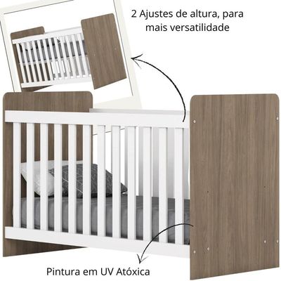 Berço Mini Cama 2 Em 1 Labirinto Rústico Branco