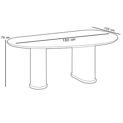Mesa de Jantar 6 Lugares Orgânica Ourense 180x100 cm Madeira Maciça M04 Castanho - Lyam Decor