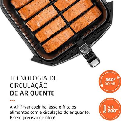 Fritadeira Elétrica Air Fryer 8 Litros Mondial Afn80 5993-02 Preto Com Inox 220v