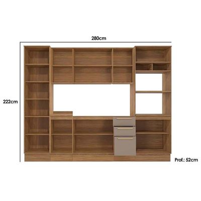 Kit Cozinha Modulada 7 Peças Botanic 2 Aéreos + 2 Balcões+ 2 Paneleiros + 1 Complemento Sem Pia M657 Nogueira Fendi
