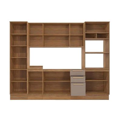 Kit Cozinha Modulada 7 Peças Botanic 2 Aéreos + 2 Balcões+ 2 Paneleiros + 1 Complemento Sem Pia M657 Nogueira Fendi