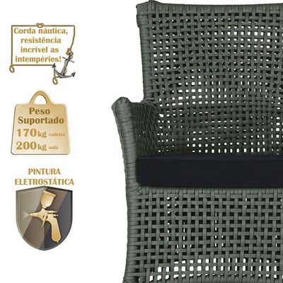 Jogo Sofá 2 Poltronas E Mesa Igapó Marrom E12 Trama Original Verde