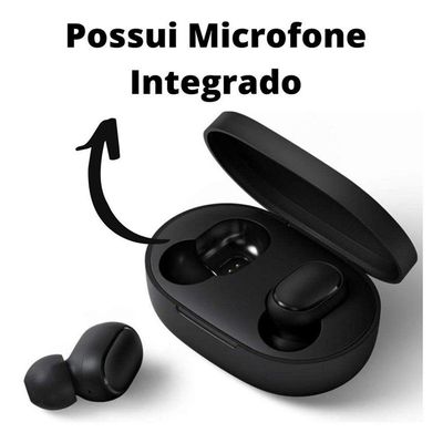 Fone De Ouvido Bluetooth Preto Para Redmi 9a / 9c