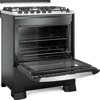 Fogão Mueller 5 Bocas Decorato Gourmet Preto Fosco Com Timer E Tripla Chama Preto Fosco Bivolt