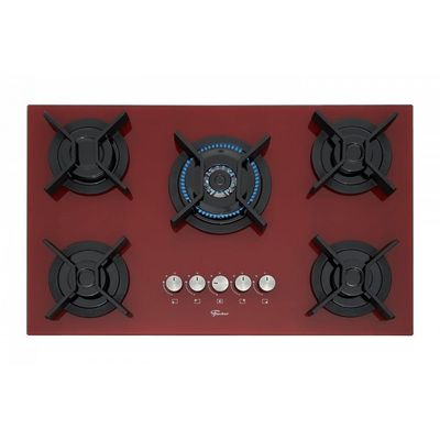 Fogão Cooktop Fischer 5Q TC Infinity Gás Mesa Vidro Rouge Bivolt