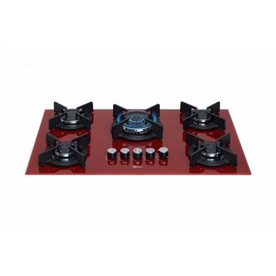 Fogão Cooktop Fischer 5Q TC Infinity Gás Mesa Vidro Rouge Bivolt