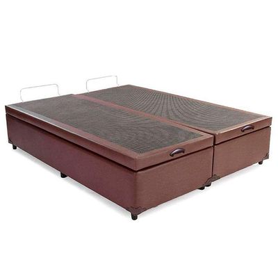 Cama Box Baú Casal Bipartido Sintético Serene Marrom 138x188x44
