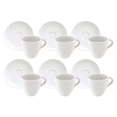 Kit 6 Xícaras de Café Expresso com Pires Tramontina Paola em Porcelana 95 ml