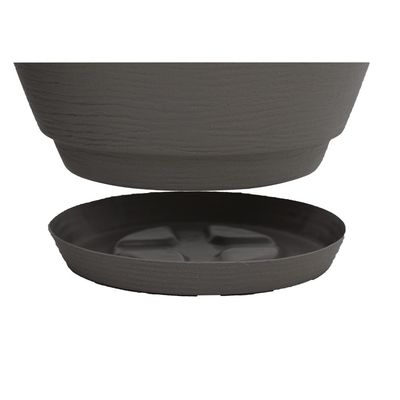 Vaso com Prato Tramontina Asteca 24 cm em Polietileno Concreto