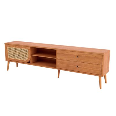 Rack Tela para TV em MDF 220 cm com 2 Gavetas e Porta de Correr Freijó Dalla Costa TB311JJ