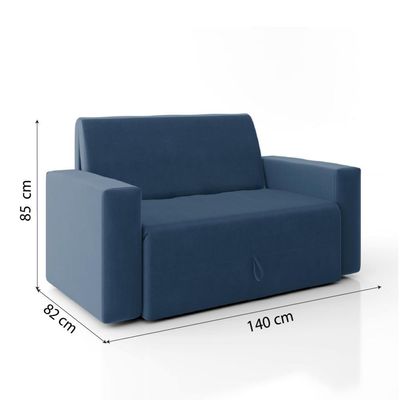 Sofá-cama 2 Lugares Pratik 5000 Mamflex Azul Suede Azul