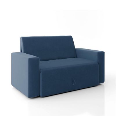 Sofá-cama 2 Lugares Pratik 5000 Mamflex Azul Suede Azul