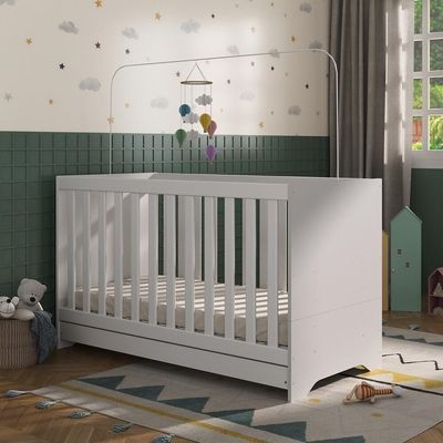 Berço 3 Em 1 Vira Cama Com Colchão Elza Multimóveis Branco