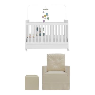 Berço Americano 3x1 Colchão Poltrona Mp4101 Branco/bege