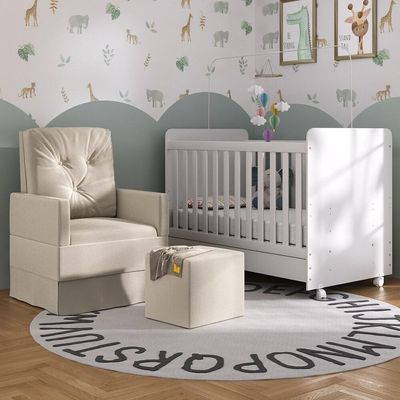 Berço Americano 3x1 Colchão Poltrona Mp4101 Branco/bege