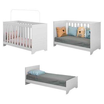 Berço 3x1 Com Poltrona De Amamentação E Puff Multimóveis Mp4076 Branco/bege Branco/bege