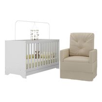 Berço 3 Em 1 Com Colchão E Poltrona Amamentação Multimóveis Mp4159 Branco/bege Branco/bege