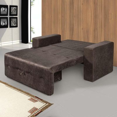 Sofá-cama Pratik 5000 Mamflex Marrom Suede Amassado Marrom