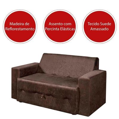 Sofá-cama Pratik 5000 Mamflex Marrom Suede Amassado Marrom