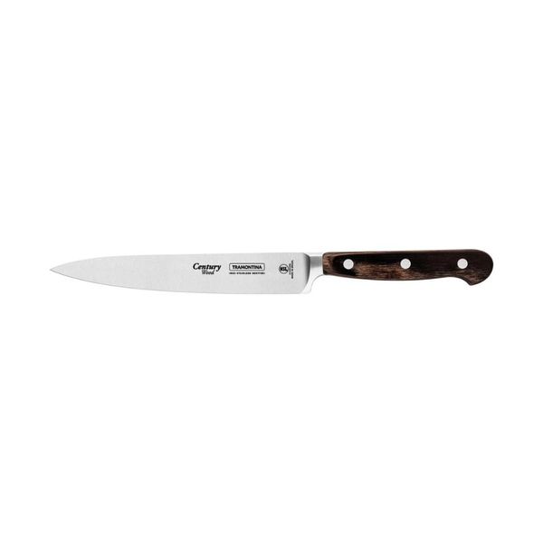Faca Utility Tramontina Century Wood com Lâmina em Aço Inox e Cabo de Madeira Tratada Castanho 6 polegada