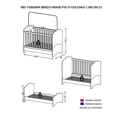 Berço 3 Em 1 Para Colchão 70 X 130 Cm Multimóveis Branco