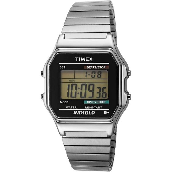 Relógio Timex Masculino Ref:T78582 Vintage Classic Digital Silver Mola