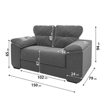 Conjunto de Sofá 2 e 3 Lugares Suede Cinza Londres Mamflex