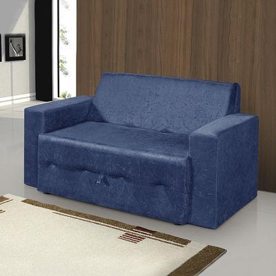Sofá-cama 2 Lugares Pratik 5000 Mamflex Azul Suede Amassado Azul