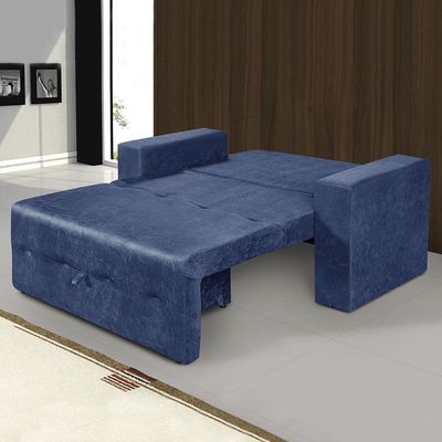 Sofá-cama 2 Lugares Pratik 5000 Mamflex Azul Suede Amassado Azul