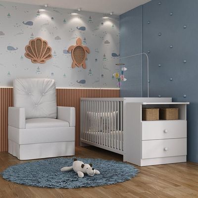 Berço Cômoda Poltrona Meu Bebê Multimóveis Mp4096 Branco
