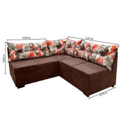 Sofá De Canto 5 Lugares Renaut Suede Marrom Palmeira