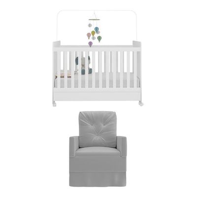 Berço Americano 3x1 Colchão Poltrona Mp4089 Branco/cinza