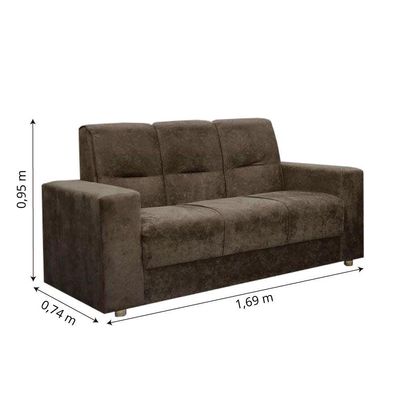 Sofá 2 E 3 Lugares Turin Suede Flash Estofados Marrom