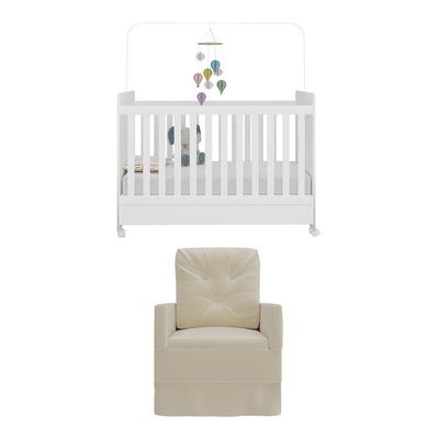 Berço Americano 3x1 Colchão Poltrona Mp4089 Branco/bege