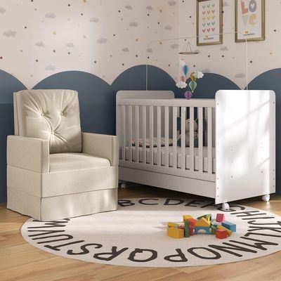 Berço Americano 3x1 Colchão Poltrona Mp4089 Branco/bege