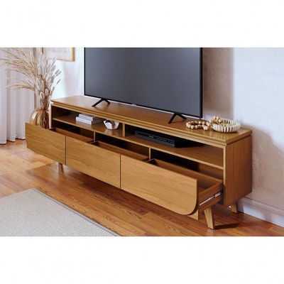 Rack Bancada Serena 3 Gavetas Para Tv De 75 Polegadas Cumaru