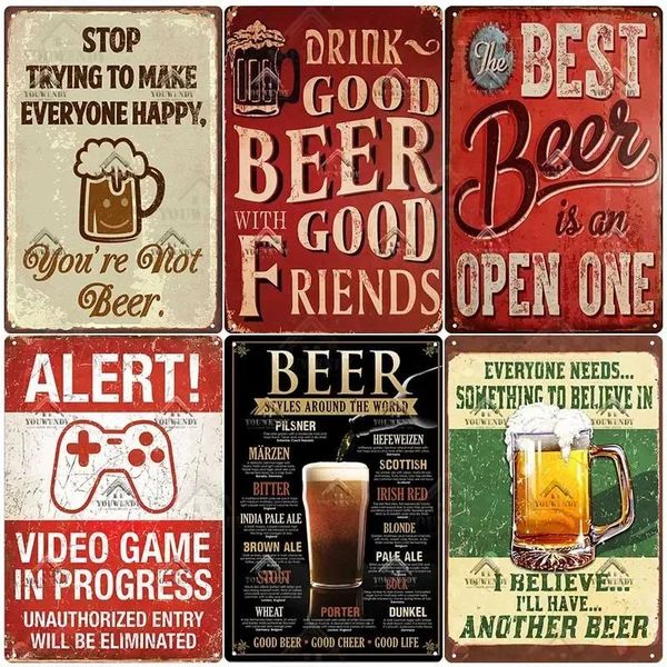 Placa de Metal Retro Engraçada para Decoração de Bar, Pub ou Cozinha 20x30cm / dourado