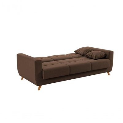 Sofá Cama Casal Reclinável Com Baú Pamela - Turkey Chocolate