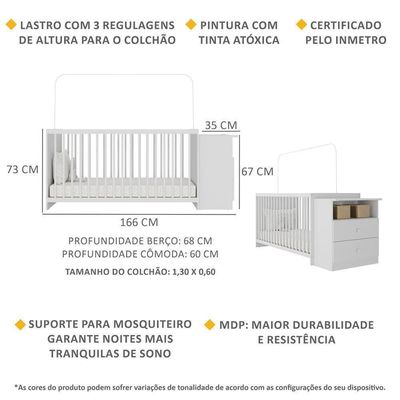 Berço Cômoda Com Poltrona De Amamentação Meu Bebê Multimóveis Mp4066 Branco/bege Branco/bege