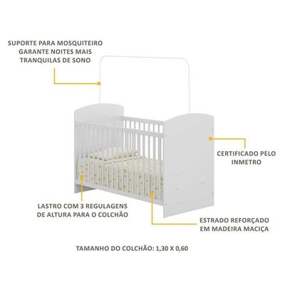 Berço Para Colchão 60 X 130 Cm Ana Lívia Multimóveis Branco