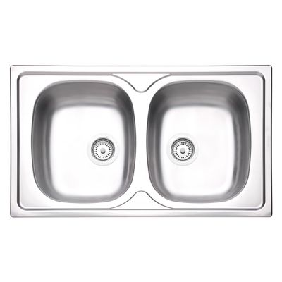 Cuba de Sobrepor Tramontina Sigma 2 Cubas em Aço Inox Pré-polido 86 x 50 cm com Válvula