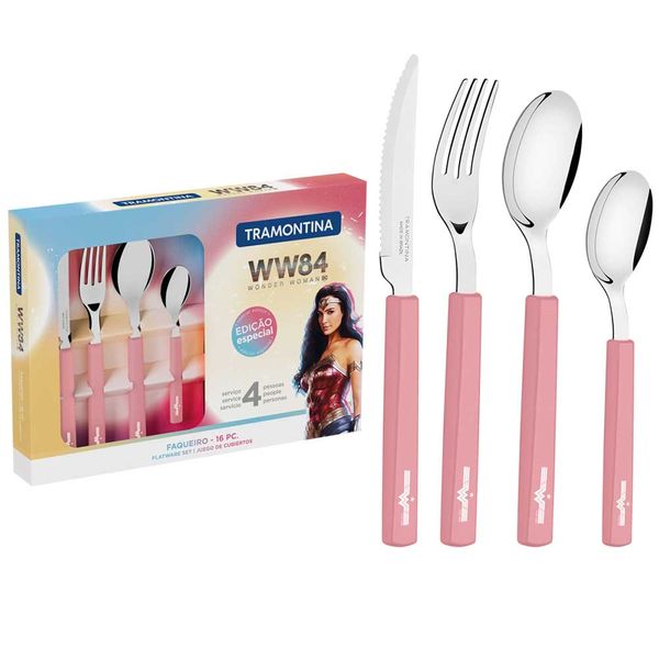 Faqueiro Tramontina Mulher-Maravilha 1984 em Inox 16 Pecas 29899/051
